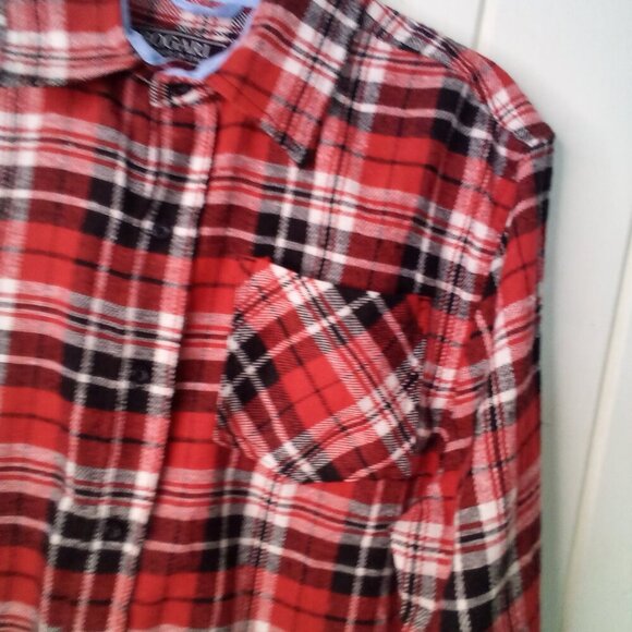 Bogari Shirt Men S Button Up Long Sleeve Plaid Red Black - Picture 9 of 16